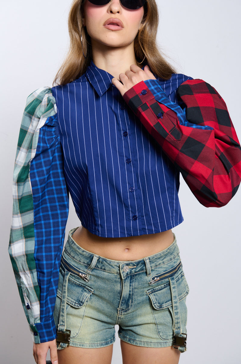 ALL DIFFERENT DIRECTIONS BUTTON UP BLOUSE