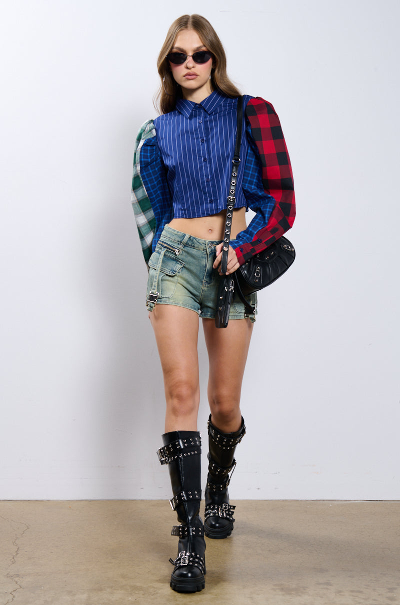 ALL DIFFERENT DIRECTIONS BUTTON UP BLOUSE