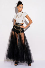 ALL IN ONE PEARL CHAIN DETAIL RIBBED MOCK NECK CROP TOP
