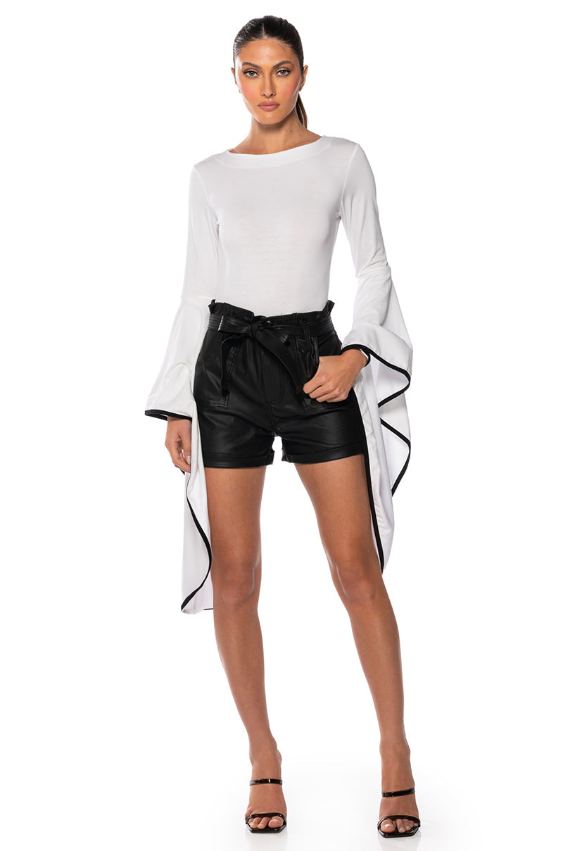 ALPHA HIGH RISE PLEATHER SHORTS