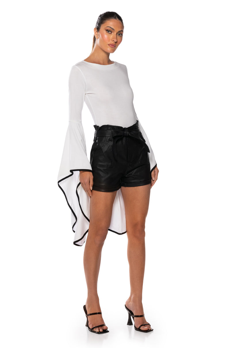 ALPHA HIGH RISE PLEATHER SHORTS