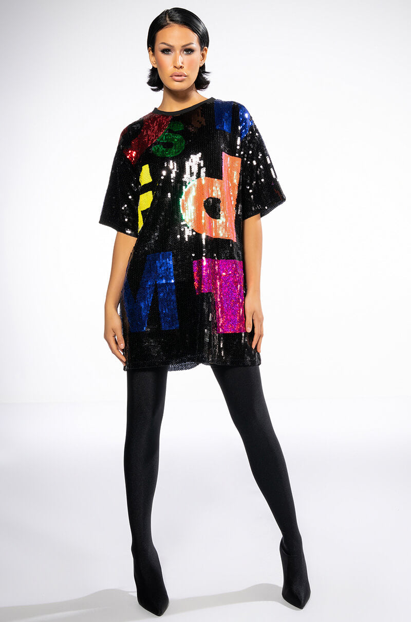 ALPHABET SEQUIN COVERED TSHIRT