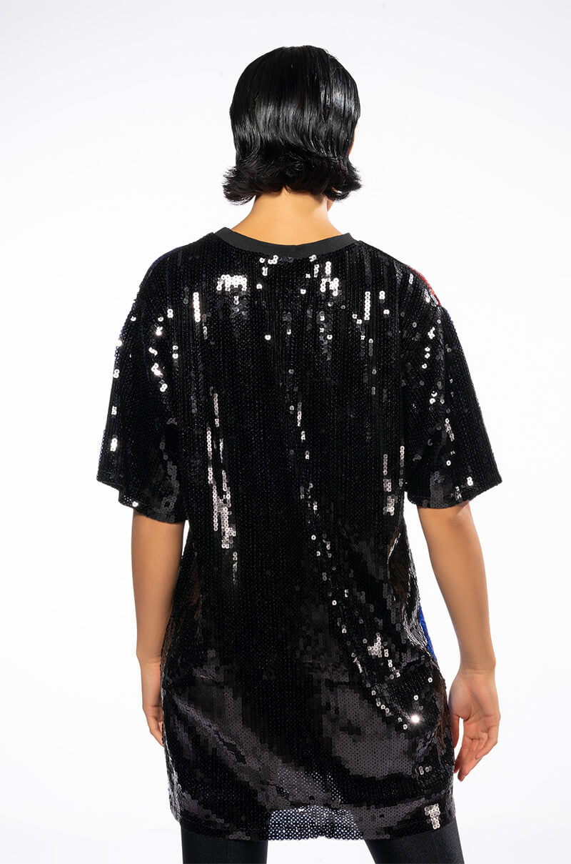 ALPHABET SEQUIN COVERED TSHIRT