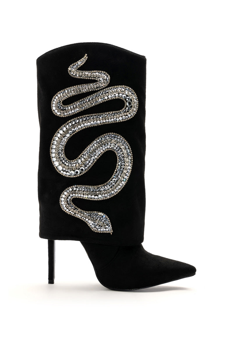 AZALEA WANG BOLD BLING SNAKE BOOTIE IN BLACK