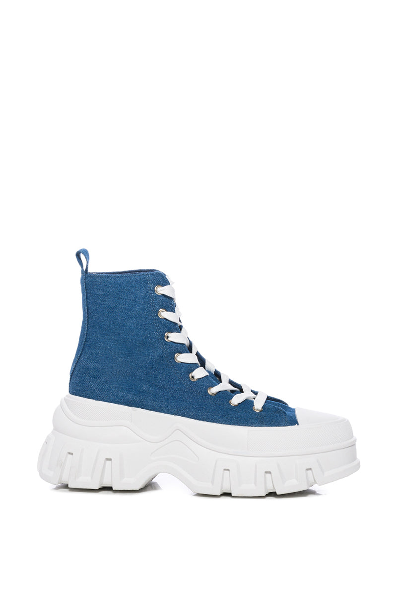 AZALEA WANG CHANEY HIGH TOP SNEAKER IN DENIM