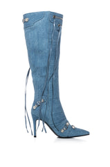 AZALEA WANG MAEVE DENIM STILETTO BOOT
