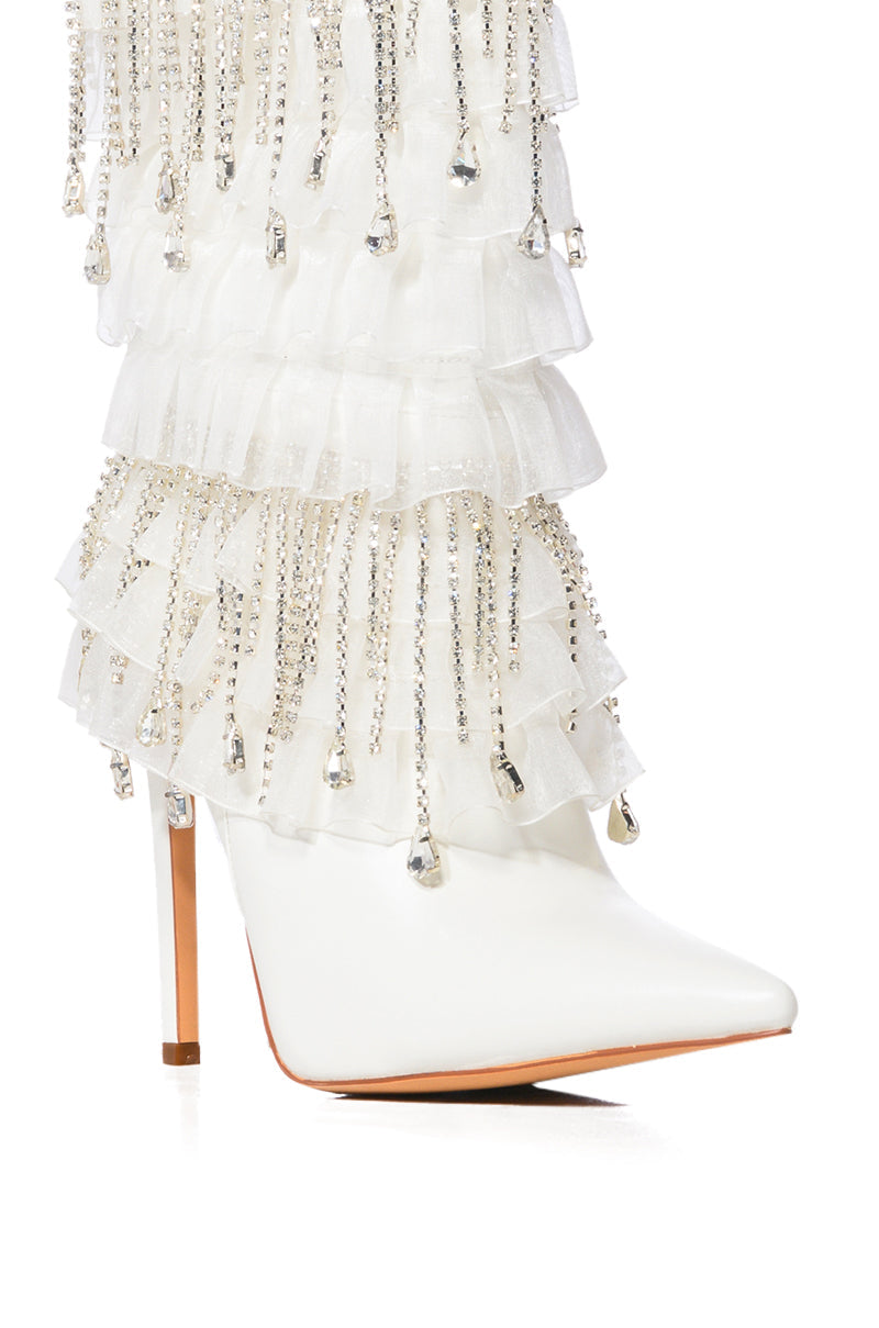 AZALEA WANG LEXLEY WHITE DIAMOND DRIP BOOT