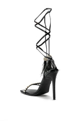 AZALEA WANG MISSY STILETTO METALLIC SANDAL IN BLACK