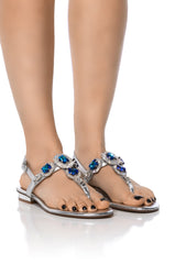 AZALEA WANG OKI EMBELLISHED SANDAL IN SILVER