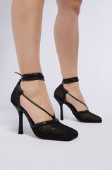 AZALEA WANG SKYLEE MESH SANDAL IN BLACK