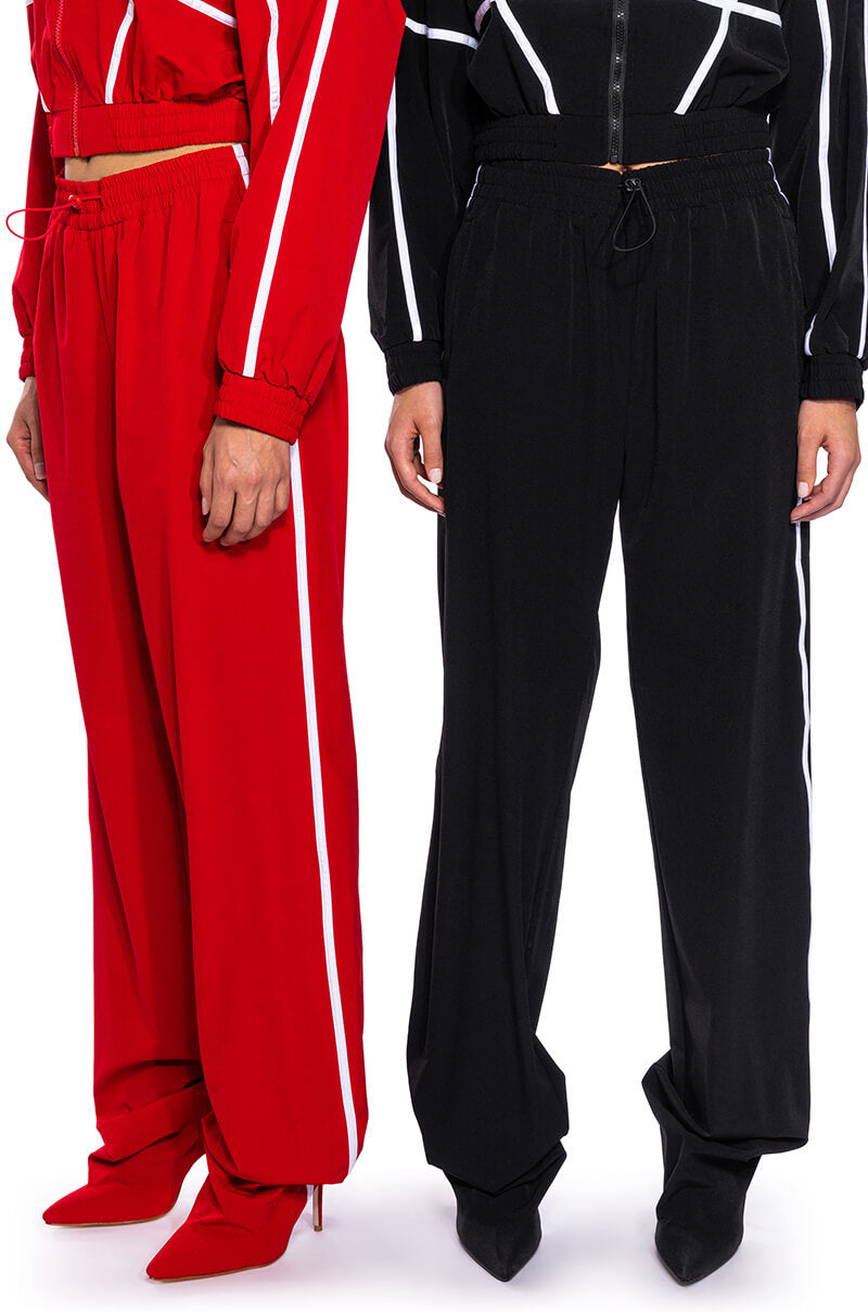 AZALEA WANG BOOT TRACK PANT IN SAGE RED
