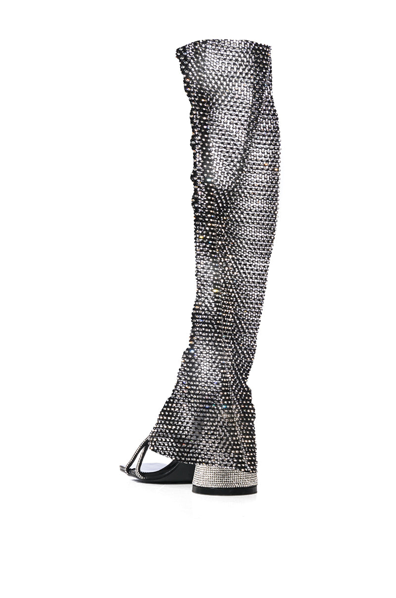CAPE ROBBIN BEATRIZIA SPARKLE SHEATH CONVERTIBLE CHUNKY SANDAL IN BLACK