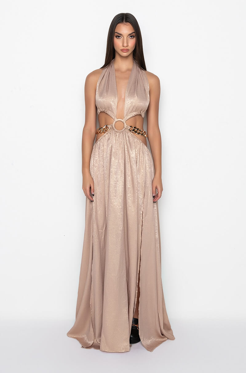 CALL IT WHAT YOU WANT MAXI DRESS WITH CHAINS TRIM