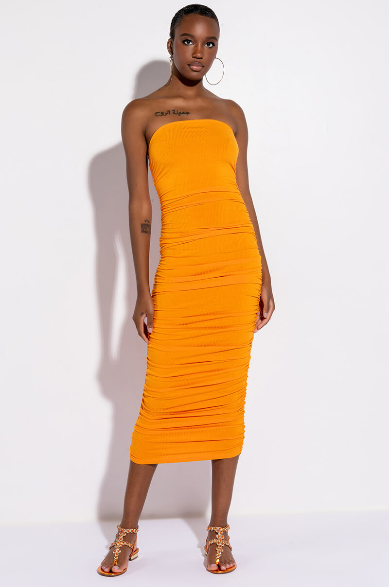 CAN'T GET ENOUGH EXTRA RUCHED MIDI DRESS