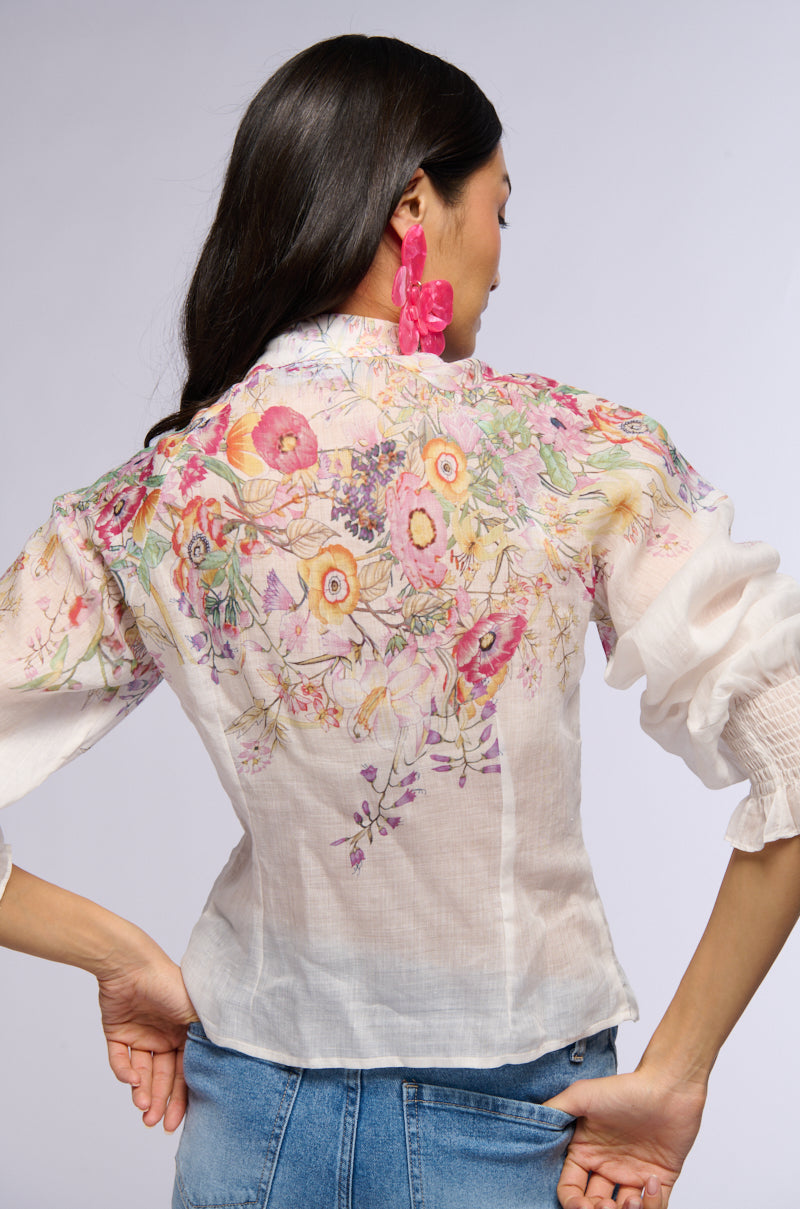 CARMELLIA FLORAL BUTTON DOWN BLOUSE