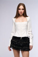 CLARA PEPLUM BUTTON DOWN TOP