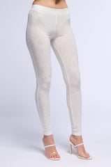 CLARISSA EMBELLISHED MESH LEGGINGS IN WHITE