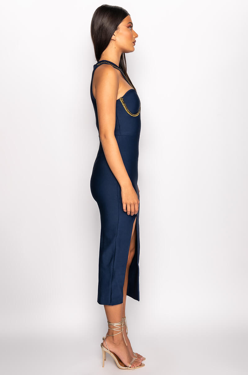 CLASSY BITCH LOOKS BANDAGE MIDI DRESS