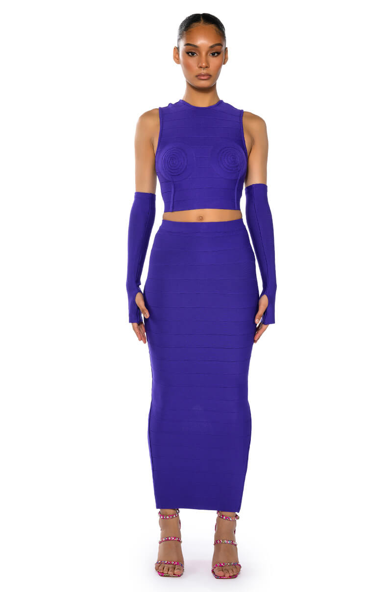 COULD ONLY DREAM STRUCTURED TANK AND MIDI SKIRT SET