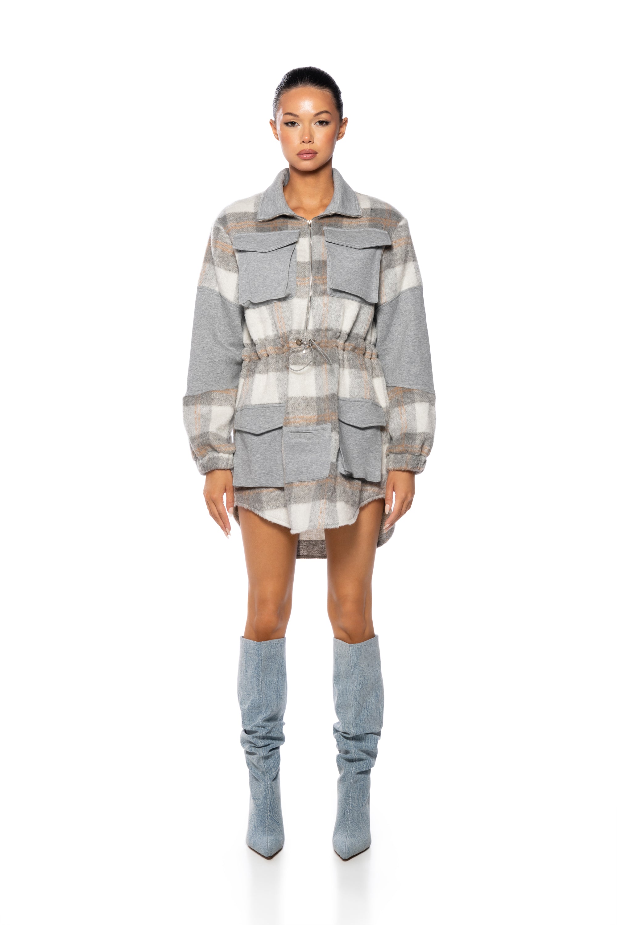 CUDDLE WEATHER PLAID MINI DRESS