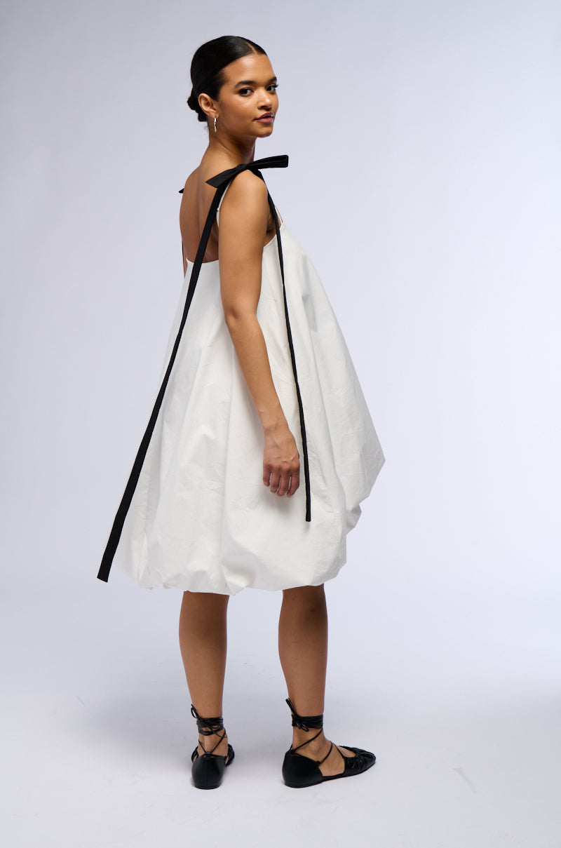 CUTIE GIRL POPLIN MINI DRESS WITH BOW DETAILS