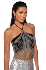 DAZZLING CHAINS HALTER TOP
