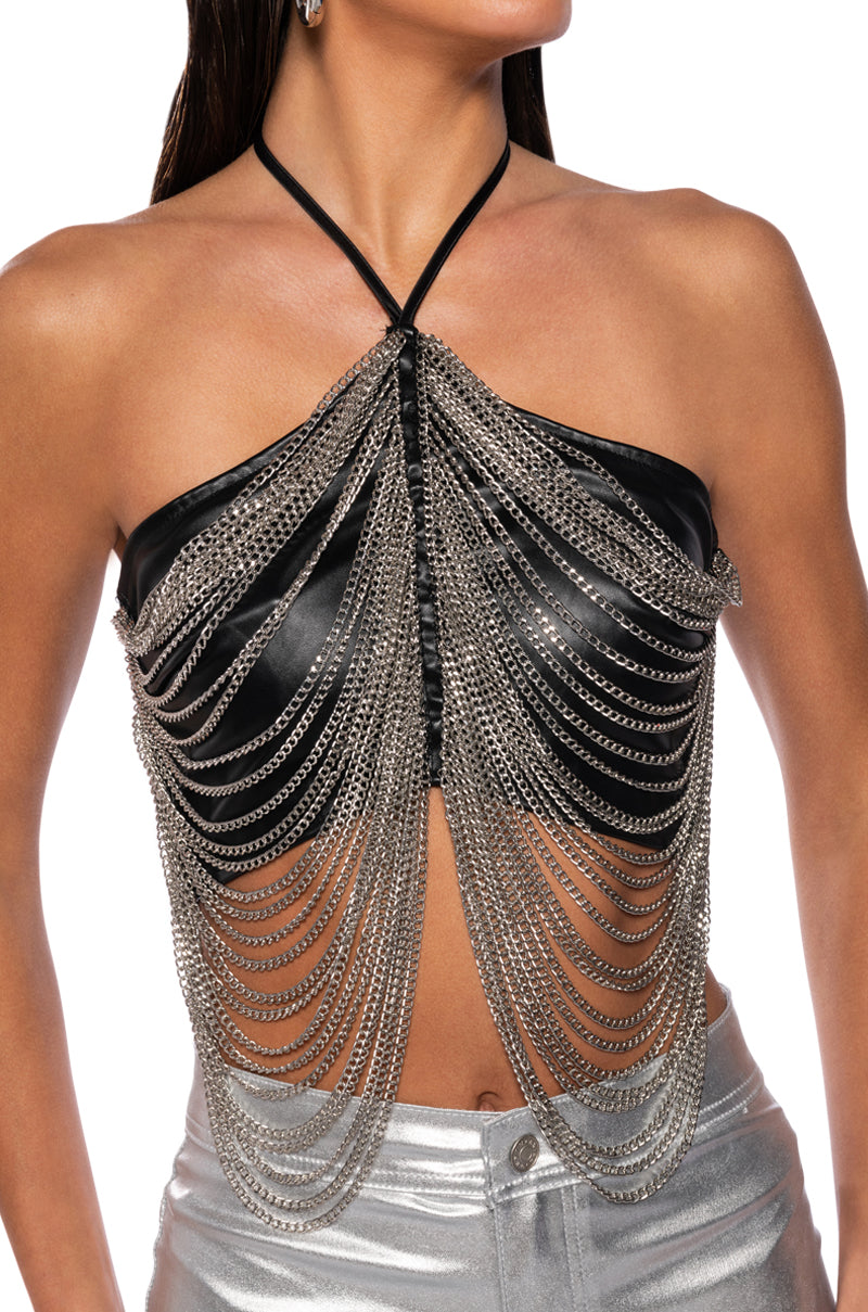 DAZZLING CHAINS HALTER TOP