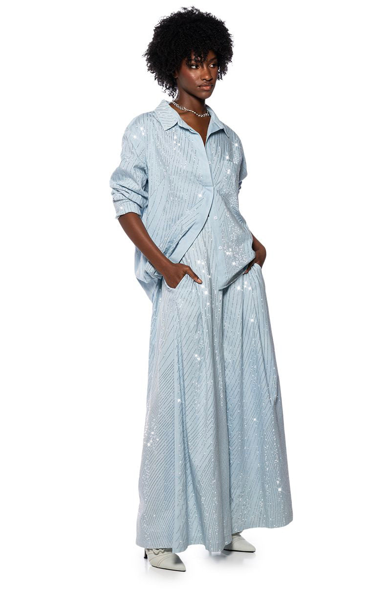 DENIMANIA RHINESTONE BUTTON DOWN