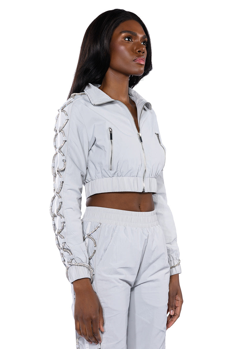 DIAMOND LACE UP TRACK JACKET