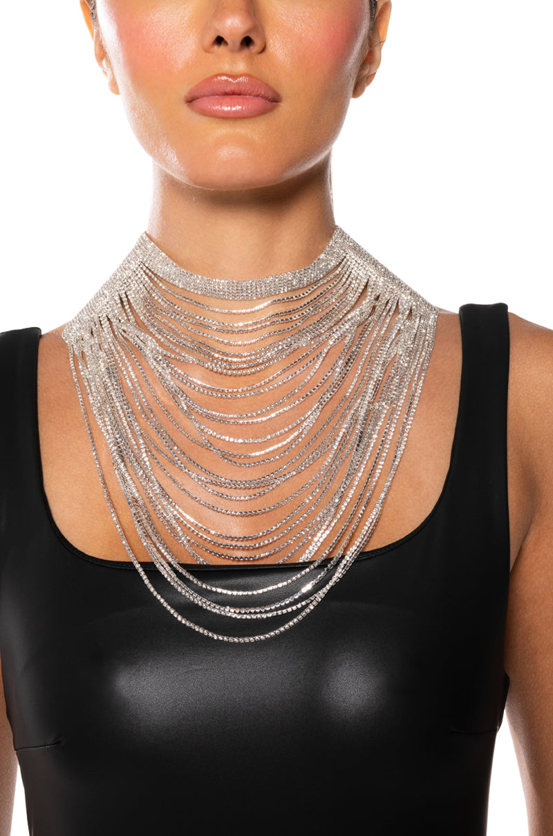 DISCO ALL NIGHT RHINESTONE DRAPE NECKLACE