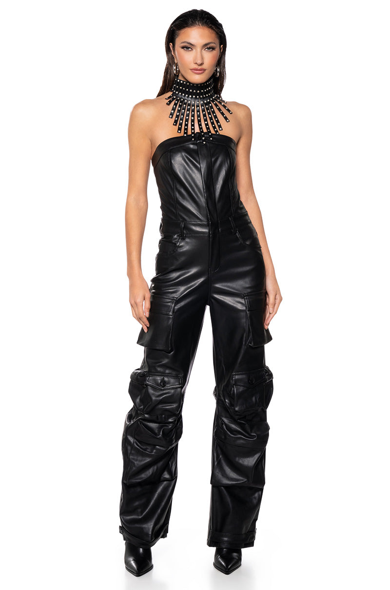 DONT MESS WITH ME PU JUMPSUIT
