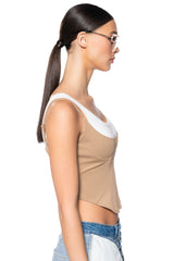 DOUBLE LAYER RIB KNIT TANK CORSET TOP