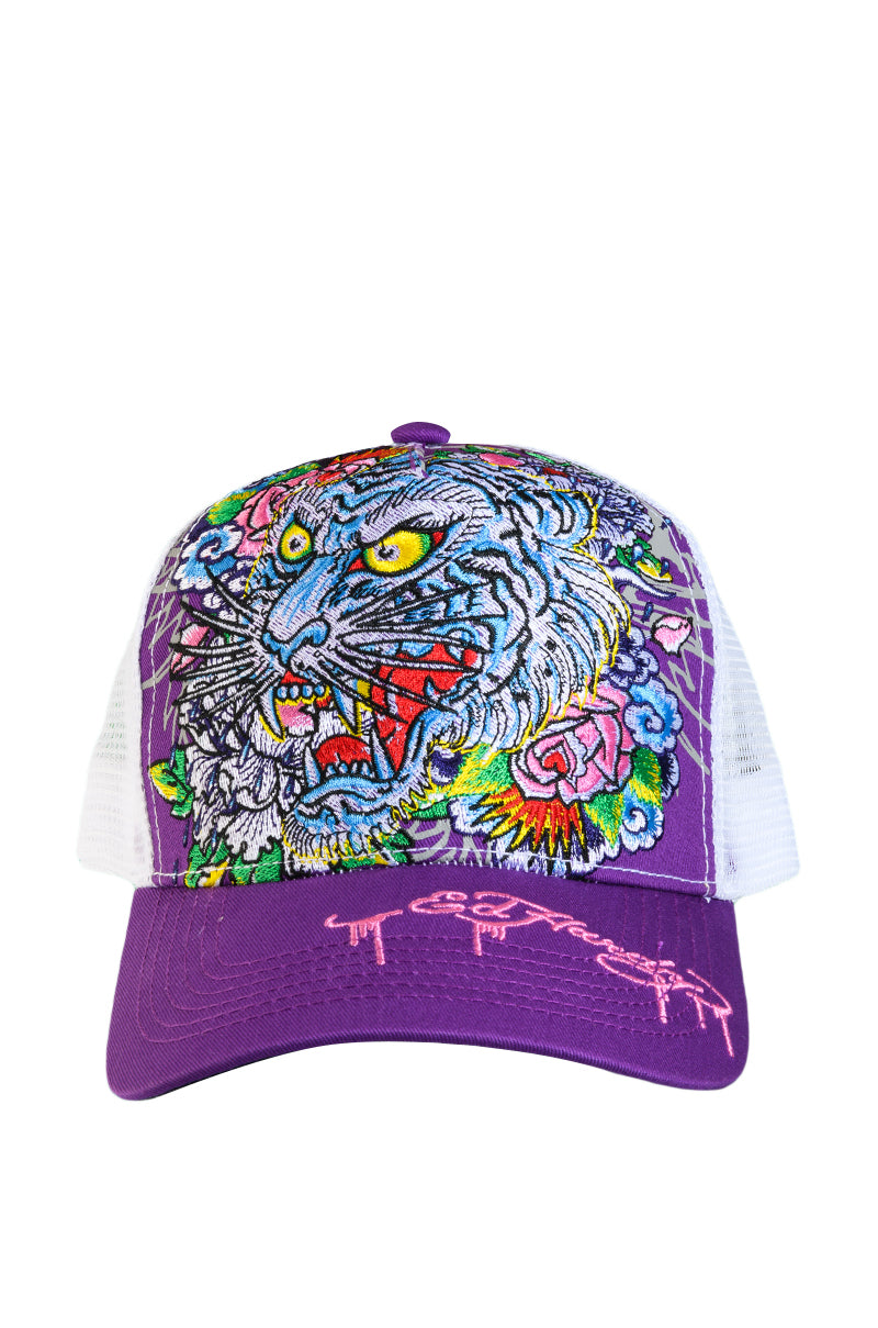 ED HARDY FLORAL TIGER TRUCKER HAT