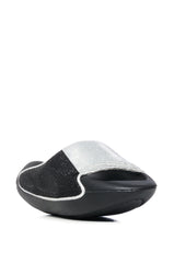 EGOMAR QUILTED DESIGN SLIP ON SANDAL IN SILVER