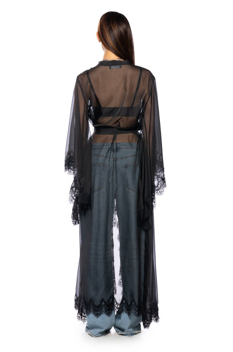ELECTRA LACE TRIM CHIFFON DUSTER