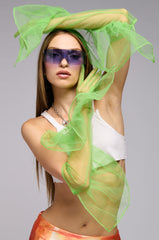 ELEGANCE RUFFLE GLOVES IN LIME