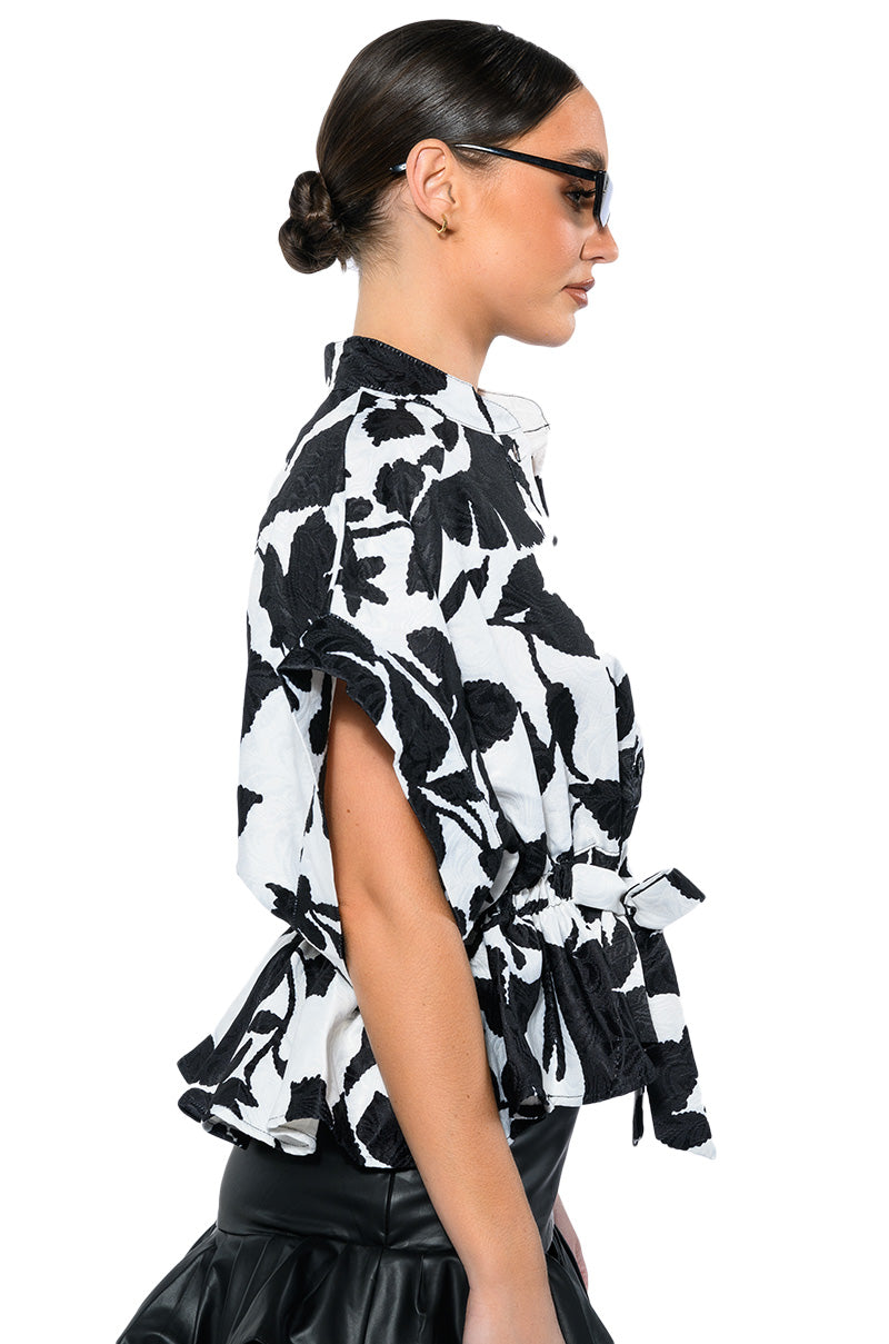CARLI POPLIN TIE FRONT BLOUSE