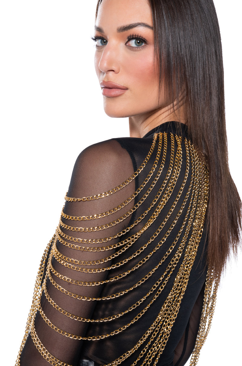 CAN'T BE TAMED CHAIN DETAIL SLEEVELESS BODYSUIT