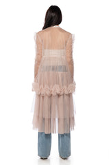 DYNEOVOR MESH RUFFLE MAXI DUSTER